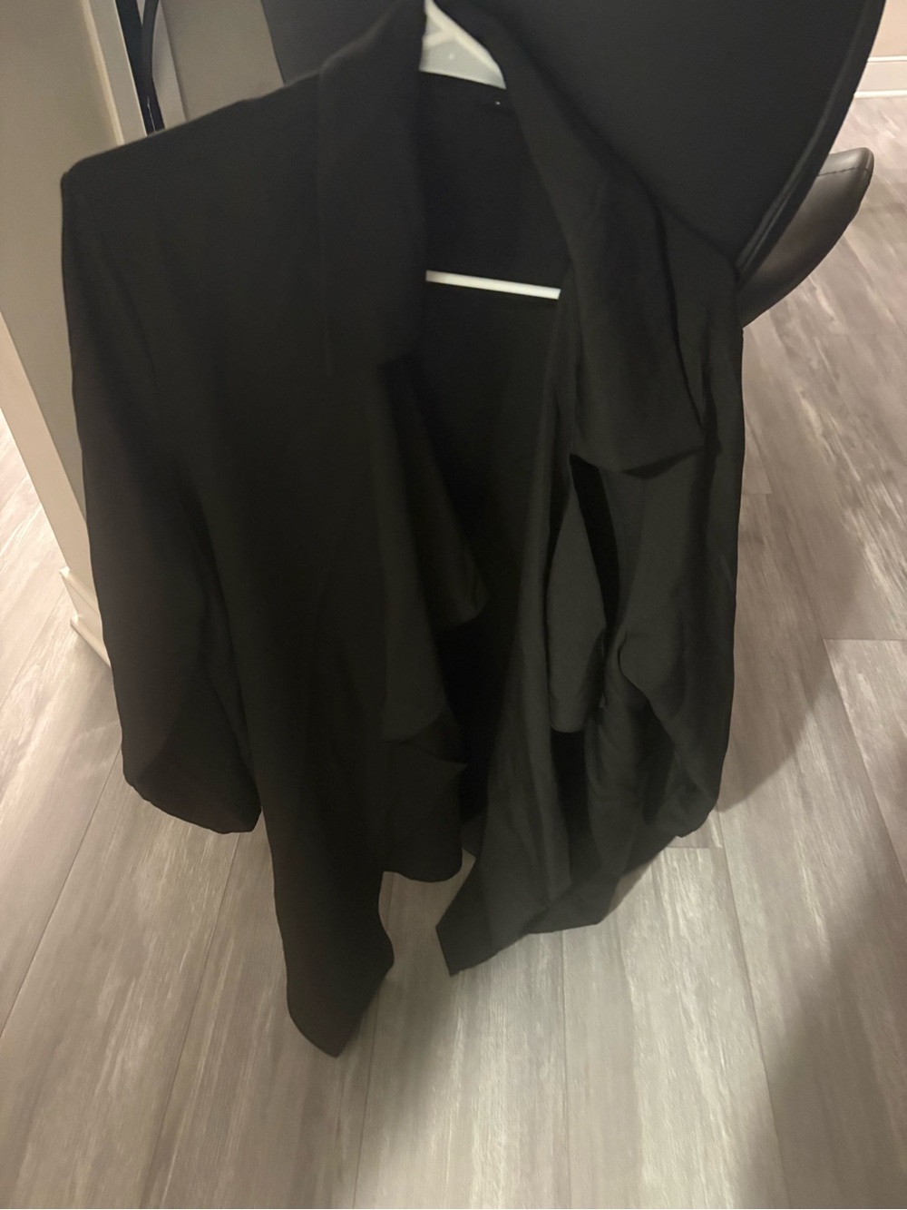 SHEIN Black Open-Front Draped Cardigan